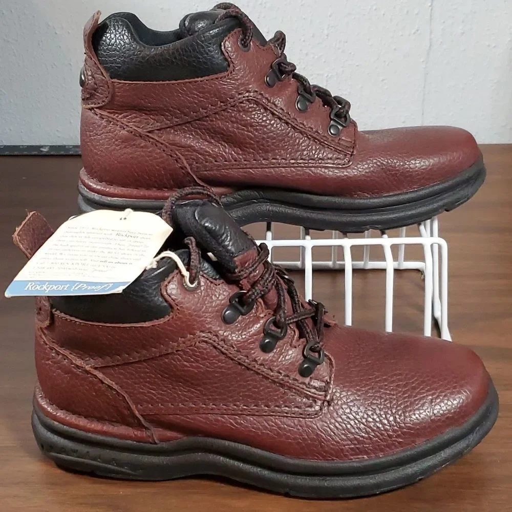 NEW NWT Deadstock 1995 Rockport Men's ProWalker Brown Boots Men 6 Ladies 8 MWT51